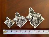 Mt. LEVAtation Sticker : Wolf silhouette on floating island sticker, wolf silhouette sticker, wolf howling sticker, line art sticker, floating island sticker, wolf sticker, mt Eva sticker, wolf silhouette sticker, wolf howling sticker, full moon sticker, vinyl wolf sticker, wolf vinyl sticker, wolf bumper sticker, wolf decal