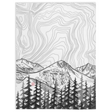 Mt. Eva with Contour Lines blanket, colorado landscape blanket, colorado landscape fleece blanket, contour lines blanket, contour lines fleece blanket, hand drawn mountain blanket, colorado artist, colorado art, colorado artwork, colorado blanket, colorado mountain blanket
