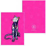 mountain lion, mountain lion card, mountain lion greeting card, day of the dead mountain lion greeting card, sugar skull mountain lion card, sugar skull cat greeting card, day of the dead cat card, cat greeting card, mountain lion drawing, columbine greeting card, sacred heart greeting card, dia de los muertos leona, dia de los muertos lion card, lion greeting card, lion greeting card