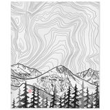 Mt. Eva with Contour Lines blanket, colorado landscape blanket, colorado landscape fleece blanket, contour lines blanket, contour lines fleece blanket, hand drawn mountain blanket, colorado artist, colorado art, colorado artwork, colorado blanket, colorado mountain blanket