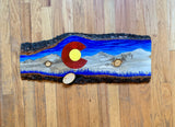 Loch Lomond mountain range, colorado flag art, wood burned colorado flag, dotwork colorado flag, arapahoe national forest mountain range