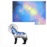 Galaxy Wolf Greeting Card; Greeting Card, colorado artist, colorado art, colorado artwork, wolf card, wolf greeting card, colorado greeting card, galaxy greeting card, card with wolf, card with galaxy, thank you card, congratulations card