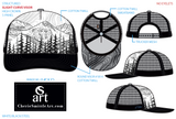 Mt. Eva, trucker hat, mountain trucker hat, snowboard hat with mountains,  skater hat with mountains, trucker hat with mountains, trucker hat with contour lines, snowboard hat with contour lines, skater hat with contour lines