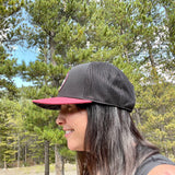 Red Elevation Addict Hat; Are you an elevation addict?  This hat is for you, line art telluride hat, line art colorado flowers, colorado rockies hat, mountain hat, colorado hat, mountain trucker hat, colorado trucker hat, line art trucker hat