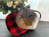 Moose ; Buffalo Plaid, Dad Hat, Trucker Hat, Plaid Moose with Lake Dillon 10 Mile Mountain Range Baseball Hat