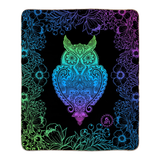 Miss Priscilla WizeAz - funny owl blanket, cute owl blanket, owl blanket, owl fleece blanket, owl minky blanket, henna owl blanket, mandala owl blanket