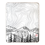 Mt. Eva with Contour Lines blanket, colorado landscape blanket, colorado landscape fleece blanket, contour lines blanket, contour lines fleece blanket, hand drawn mountain blanket, colorado artist, colorado art, colorado artwork, colorado blanket, colorado mountain blanket