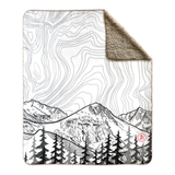 Mt. Eva with Contour Lines blanket, colorado landscape blanket, colorado landscape fleece blanket, contour lines blanket, contour lines fleece blanket, hand drawn mountain blanket, colorado artist, colorado art, colorado artwork, colorado blanket, colorado mountain blanket