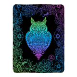 Miss Priscilla WizeAz - funny owl blanket, cute owl blanket, owl blanket, owl fleece blanket, owl minky blanket, henna owl blanket, mandala owl blanket