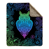 Miss Priscilla WizeAz - funny owl blanket, cute owl blanket, owl blanket, owl fleece blanket, owl minky blanket, henna owl blanket, mandala owl blanket
