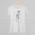 Woman's Tri-Blend T-shirt : Continuous Line Art Rose with Tennyson Flower Poem