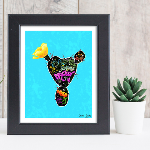 prickly pear cactus wall art Thorny Love Notes (Prickly Pear Cactus Graffiti Art) – CherieSmittleArt