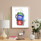 camping mug art, mountain adventure art, SUP paddle board art, moose camping illustration, tent camping illustration, outdoor adventure artwork, hiking and camping artwork, explore nature print, find your joy print, get lost along the way print, wilderness camping artwork, camping print, camper van illustration, national park adventure artwork, kayaking SUP print