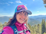 colorado flag hat, colorado flag trucker hat, mt blue sky hat, mt blue sky trucker hat, mt. evans hat, mount evans trucker hat, contour lines hat, colorado mountains hat, colorado mountains trucker hat, idaho springs colorado hat, idaho springs colorado trucker hat, mountain hat, mountain trucker hat, mountain and river hat, mountain and river trucker hat, colorado sunrise hat, colorado sunset hat, colorado sunrise trucker hat, colorado sunset trucker hat