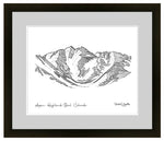 Aspen Highlands Bowl line art, Aspen Highlands illustration, Aspen ski art, Colorado mountain line art, Aspen black and white print, Highlands Bowl drawing, Maroon Bells line art, Aspen wall art, Ski Colorado artwork, Aspen minimalist print, Mountain ski decor, Aspen fine art print, Colorado skiing illustration, Steep terrain artwork, Aspen Highlands Bowl decor