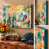 mountain biking art, autumn mountain bike painting, original acrylic mountain art, aspen forest painting, fall foliage artwork, Colorado mountain art, mountain bike wall art, gallery wood panel art, mountain biking gift, original aspen tree painting, mountain bike art, mountain bike artwork, fall aspen trees art, aspen tree art, autumn aspen tree art, fall mountain bike artwork