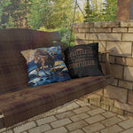 bigfoot riding moose pillow, yeti riding moose pillow, Sasquatch riding moose pillow, Squatch riding moose pillow, bigfoot pillow, yeti pillow, sasquatch pillow, squatch pillow, bigfoot peace sign pillow, yeti peace sign pillow, sasquatch peace sign pillow, squatch peace sign pillow, moose pillow, mountain pillow, mountain and river pillow, snowy mountain pillow, colorado pillow, bigfoot wearing sunglasses pillow, yeti wearing sunglasses pillow, funny bigfoot pillow, funny moose pillow
