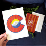 greeting card, Colorado Flag card, Colorado Flag thank you card, Colorado Flag greeting card, mountain greeting card, aspen trees greeting card, thank you card, congratulations card, condolence card, birthday card, Colorado Flag art, Colorado Flag artwork, Colorado Flag design