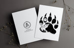 bear greeting card, bear paw greeting card, colorado mountain greeting card, stipple bear and mountain greeting card, colorado greeting card, bear silhouette greeting card, night sky greeting card, stars greeting card, constellation greeting card