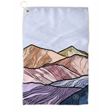 Grays and Torreys golf towel, Colorado 14ers golf towel, Grays Peak golf towel, Torreys Peak golf towel, Colorado mountain golf towel, Microfiber golf towel Colorado, Colorado 14er art golf towel, Golf gifts for Colorado hikers, Unique Colorado golf accessories, 14ers artwork golf accessory, Grays and Torreys line art golf towel, Gifts for golfers who love Colorado mountains, Lightweight microfiber towel with Colorado peaks, Colorado 14ers summit elevation golf towel, Colorado Golf Towel, 14ers Golf Gift