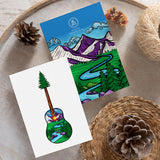 guitar card, guitar greeting card, colorado guitar card, acoustic guitar card, colorado mountains card, colorado mountains greeting card, idaho springs colorado card, idaho springs colorado greeting card, mountain card, mountain greeting card, mountain and river card, mountain and river greeting card, mountain illustration, colorful mountain drawing, colorado card, colorado greeting card