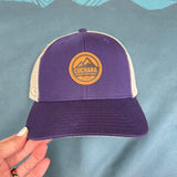 Cuchara Mountain Park, Cuchara Colorado hat, trucker hat, West Spanish Peak art, Apishapa ski run, Colorado mountain hat, genuine leather patch hat, Pukka trucker hat, 10810 elevation, southern Colorado gear, mountain runner apparel, ski patrol style, Colorado souvenir hat, topographic map art, outdoor adventure headwear