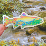 Rainbow Trout Sticker, trout sticker, fish sticker, mountain sticker, fall color sticker, fall sticker, colorado mountain sticker, longs peak sticker, half mountain sticker, glacier gorge sticker, bear lake sticker, estes park sticker, Rainbow Trout decal, trout decal, fish decal, mountain decal, fall color decal, fall decal, colorado mountain decal, longs peak decal, half mountain decal, glacier gorge decal, bear lake decal, estes park decal