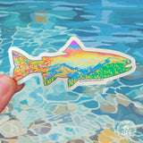 Rainbow Trout Sticker, trout sticker, fish sticker, mountain sticker, fall color sticker, fall sticker, colorado mountain sticker, longs peak sticker, half mountain sticker, glacier gorge sticker, bear lake sticker, estes park sticker, Rainbow Trout decal, trout decal, fish decal, mountain decal, fall color decal, fall decal, colorado mountain decal, longs peak decal, half mountain decal, glacier gorge decal, bear lake decal, estes park decal