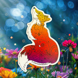 Fox with Henna and Paisley with some Mandelbrot mixed in.  Fox silhouette sticker, fox sticker, paisley fox sticker, Mandelbrot sticker, floral fox sticker, mandala fox, mandala sticker, paisley sticker, animal sticker