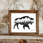Buffalo drawing, bison with the Grand Teton mountain range inside. Can you find the big dipper? colorado artist, colorado art, colorado artwork, montana art, tetons drawing, buffalo silhouette drawing, bison silhouette art, buffalo art, bison art, buffalo artwork, bison artwork, black and white buffalo art, black and white buffalo artwork, black and white buffalo drawing