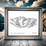 Aspen Highlands Bowl line art, Aspen Highlands illustration, Aspen ski art, Colorado mountain line art, Aspen black and white print, Highlands Bowl drawing, Maroon Bells line art, Aspen wall art, Ski Colorado artwork, Aspen minimalist print, Mountain ski decor, Aspen fine art print, Colorado skiing illustration, Steep terrain artwork, Aspen Highlands Bowl decor