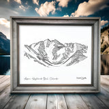 Aspen Highlands Bowl line art, Aspen Highlands illustration, Aspen ski art, Colorado mountain line art, Aspen black and white print, Highlands Bowl drawing, Maroon Bells line art, Aspen wall art, Ski Colorado artwork, Aspen minimalist print, Mountain ski decor, Aspen fine art print, Colorado skiing illustration, Steep terrain artwork, Aspen Highlands Bowl decor