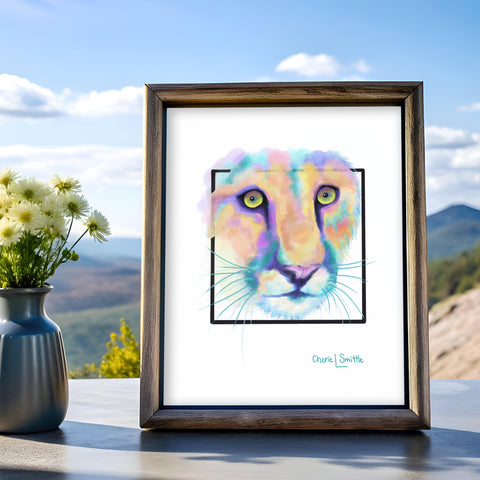 Cougar artwork, cat art, mountain lion art, puma art, watercolor cougar, colorado artist, colorado art, colorado artwork, watercolor cougar, watercolor cat, watercolor puma, watercolor mountain lion