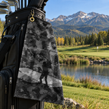 Freedom Tees, Black Camo Golf Towel, American Flag Golf Towel, Patriotic Golf Accessories, Mountain Golf Course Towel, Golfer Hitting Driver, Golf Tee Shot Art, Tactical Golf Towel, Camo Golf Gear, USA Flag Golf Towel, Golf Gift for Men, Veteran Golf Gift, Military Patriotic Golf Towel, High Altitude Golf Course, Golfer Silhouette Art, Premium Golf Bag Towel, Golf Driver Tee Shot, Camouflage Golf Accessories, USA Golf Towel, Mountain Pines Golf Towel