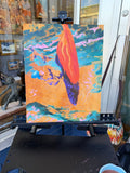 Colorado whitewater art, freestyle kayaking painting, FibArk Salida artwork, Arkansas River Colorado print, palette knife river art, outdoor adventure decor, colorful kayak painting, Colorado mountain artist, kayak art, kayak artwork, freestyle kayak art, freestyle kayak artwork