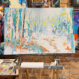 Autumn Sugar, autumn cycling art, mountain bike painting, gravel bike art, Bentonville Arkansas art, Big Sugar bike race, Little Sugar bike race, fall foliage painting, autumn forest artwork, mountain biking wall art, cycling wall decor, colorful autumn landscape, Ozarks fall colors, cyclist painting, outdoor adventure art, original acrylic painting, impressionist autumn art, abstract realism, nature-inspired artwork, fall mountain biking, biking gift for cyclists, cycling enthusiast gift, hidden heart
