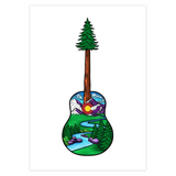 guitar card, guitar greeting card, colorado guitar card, acoustic guitar card, colorado mountains card, colorado mountains greeting card, idaho springs colorado card, idaho springs colorado greeting card, mountain card, mountain greeting card, mountain and river card, mountain and river greeting card, mountain illustration, colorful mountain drawing, colorado card, colorado greeting card