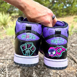 Custom Pokémon Louis Vuitton Nike Dunks, Hand painted Gengar Nike Dunk High, Airbrushed Pokémon custom sneakers, Gengar evolution custom shoes, Louis Vuitton Pokémon mashup dunks, Purple and black custom Nike Dunks, Gengar Gastly Haunter custom Dunks, Custom Gengar high top sneakers