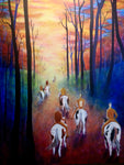 indian art, indian artwork, native american indian artwork, paint horses drawing, painted horses art, hunting party art, native american indian drawing, sunrise art, sunset art, warparty drawing, war party art, native american indian chief drawing, colorado artist, colorado art, colorado artwork