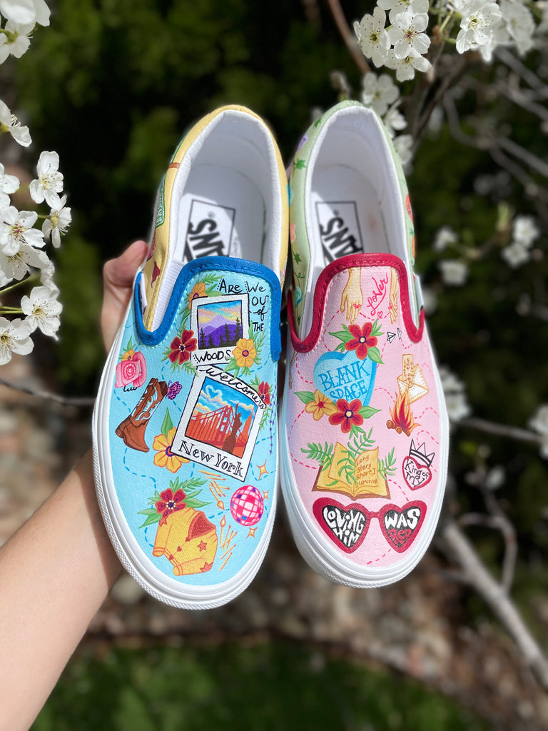 Custom Painted Vans Shoes Red Roses On Vans Old Skool Shoes For