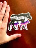 Moose with mountain range and crescent moon. Moose sticker, moose silhouette sticker, mountain sticker, colorado mountain sticker, crescent moon sticker, moose decal, moose car sticker, moose bumper sticker, galaxy moose sticker, moose baby sticker, moose twins sticker, momma moose sticker, mother moose sticker, moose galaxy sticker, colorado sticker