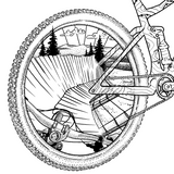 Virginia Canyon Ride the Line black and white mountain bike artwork featuring actual Virginia Canyon trail topography and Drop Shaft and Tectonic routes, Virginia Canyon mountain bike art, Colorado mountain bike artwork, Idaho Springs Colorado art, Virginia Canyon Mountain Bike Park, mountain biking art, Colorado cycling art, mountain bike wall art, Drop Shaft trail, Tectonic trail, Colorado trail art, mountain biking Colorado, Idaho Springs art, mountain bike decor
