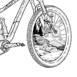 Virginia Canyon Ride the Line black and white mountain bike artwork featuring actual Virginia Canyon trail topography and Drop Shaft and Tectonic routes, Virginia Canyon mountain bike art, Colorado mountain bike artwork, Idaho Springs Colorado art, Virginia Canyon Mountain Bike Park, mountain biking art, Colorado cycling art, mountain bike wall art, Drop Shaft trail, Tectonic trail, Colorado trail art, mountain biking Colorado, Idaho Springs art, mountain bike decor