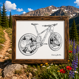 Virginia Canyon Ride the Line black and white mountain bike artwork featuring actual Virginia Canyon trail topography and Drop Shaft and Tectonic routes, Virginia Canyon mountain bike art, Colorado mountain bike artwork, Idaho Springs Colorado art, Virginia Canyon Mountain Bike Park, mountain biking art, Colorado cycling art, mountain bike wall art, Drop Shaft trail, Tectonic trail, Colorado trail art, mountain biking Colorado, Idaho Springs art, mountain bike decor