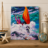 Colorado whitewater art, freestyle kayaking painting, FibArk Salida artwork, Arkansas River Colorado print, palette knife river art, outdoor adventure decor, colorful kayak painting, Colorado mountain artist
