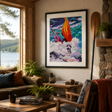 Colorado whitewater art, freestyle kayaking painting, FibArk Salida artwork, Arkansas River Colorado print, palette knife river art, outdoor adventure decor, colorful kayak painting, Colorado mountain artist