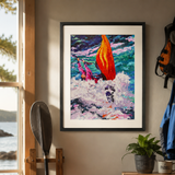 Colorado whitewater art, freestyle kayaking painting, FibArk Salida artwork, Arkansas River Colorado print, palette knife river art, outdoor adventure decor, colorful kayak painting, Colorado mountain artist