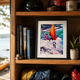 Colorado whitewater art, freestyle kayaking painting, FibArk Salida artwork, Arkansas River Colorado print, palette knife river art, outdoor adventure decor, colorful kayak painting, Colorado mountain artist
