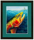 Brown trout artwork, Brown trout painting, Fly fishing art, Fly fishing wall art, Brown trout and mayfly art, Original trout painting, Wildlife river art, Acrylic fish painting, Wood panel fish art, Fly fishing home decor, Colorado fly fishing art, Mountain lodge fish artwork, Western wildlife artwork, Original acrylic brown trout painting on wood panel, Fly fishing wall decor for cabin or lodge, Wild brown trout rising to mayfly art, Hand signed fly fishing art print original, Gift for fly fisherman brown 
