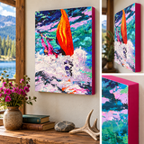 Colorado whitewater art, freestyle kayaking painting, FibArk Salida artwork, Arkansas River Colorado print, palette knife river art, outdoor adventure decor, colorful kayak painting, Colorado mountain artist, kayak art, kayak artwork, freestyle kayak art, freestyle kayak artwork